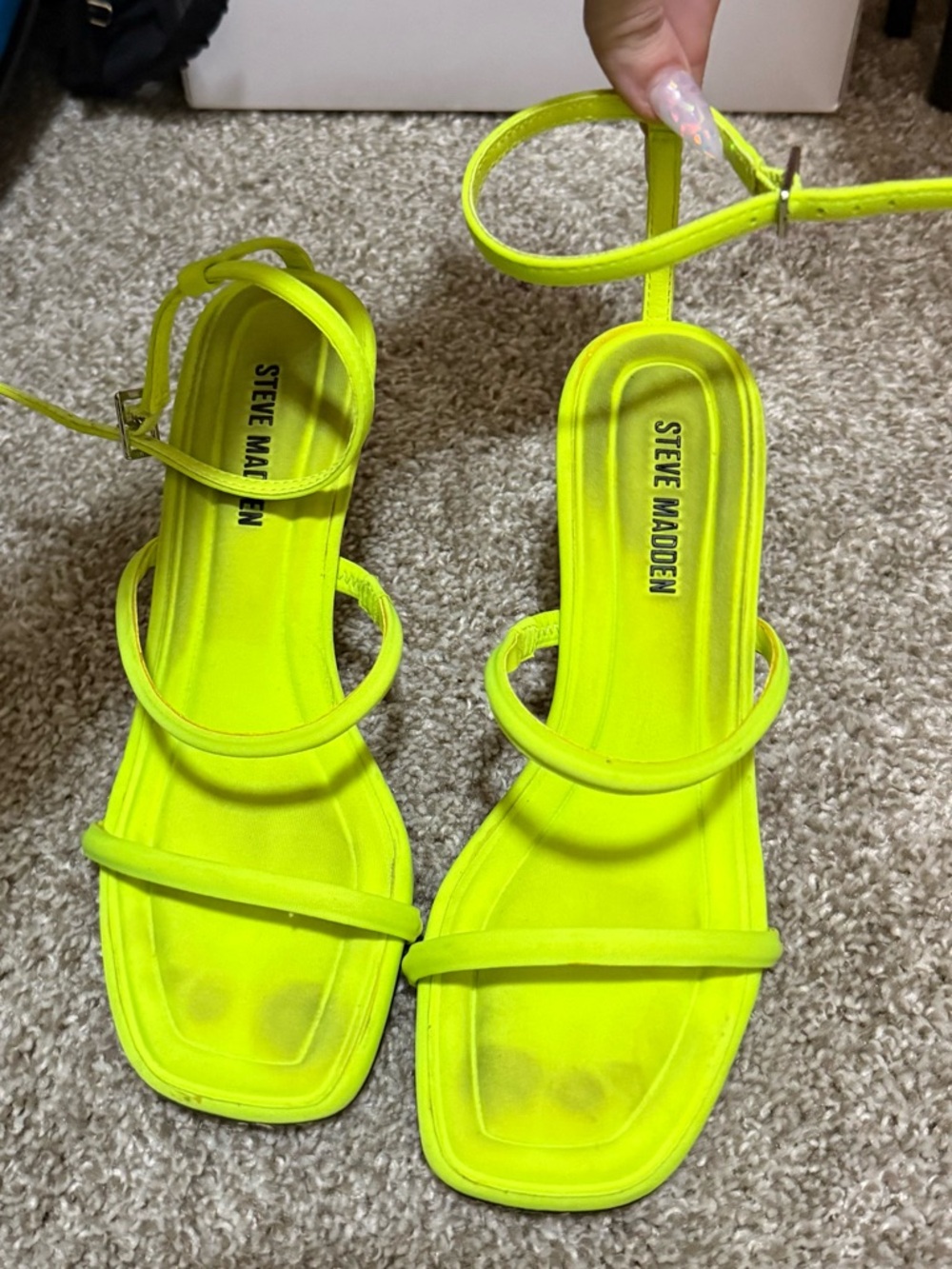 Steve Madden Briella Neon Lime Strappy High Heel Sandals - Picture 2 of 4